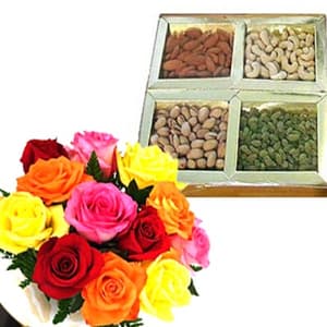 12 Mix Roses with Dry Fruits